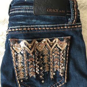 Grace skinny jeans, embellished pocket detail